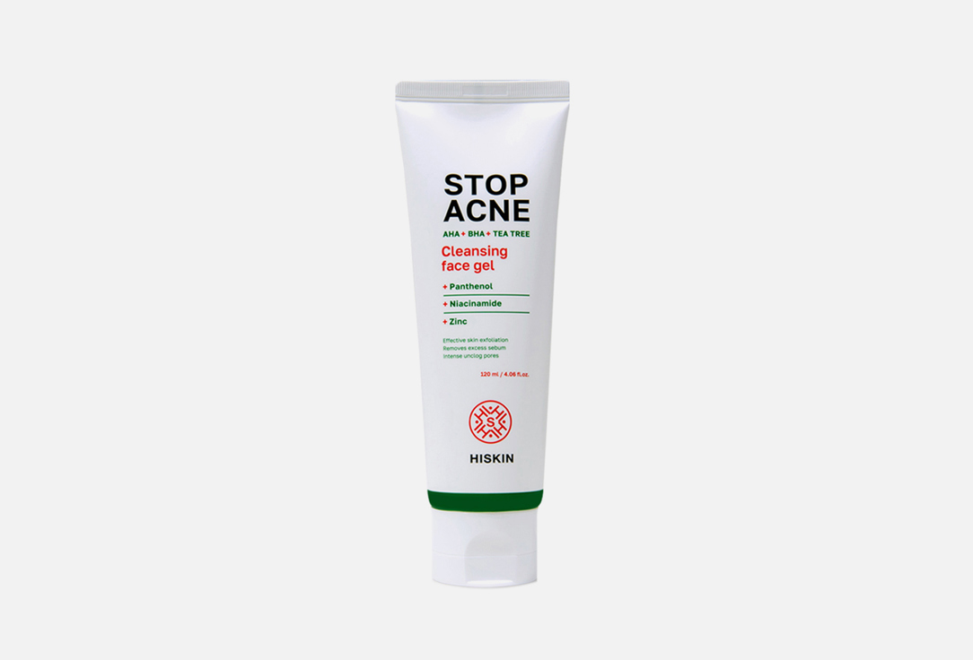 Hiskin Гель для умывания AHA + BHA + TEA TREE STOP ACNE 120 мл