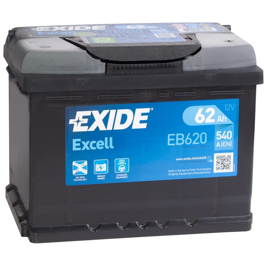 Exide 62 А·ч обратная